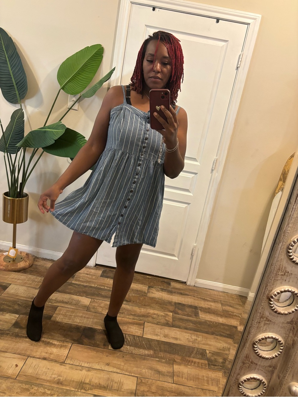Striped Blue Button-Front Sundress